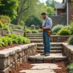 landscaper designing solutions to improve usability of challenging sloped yard