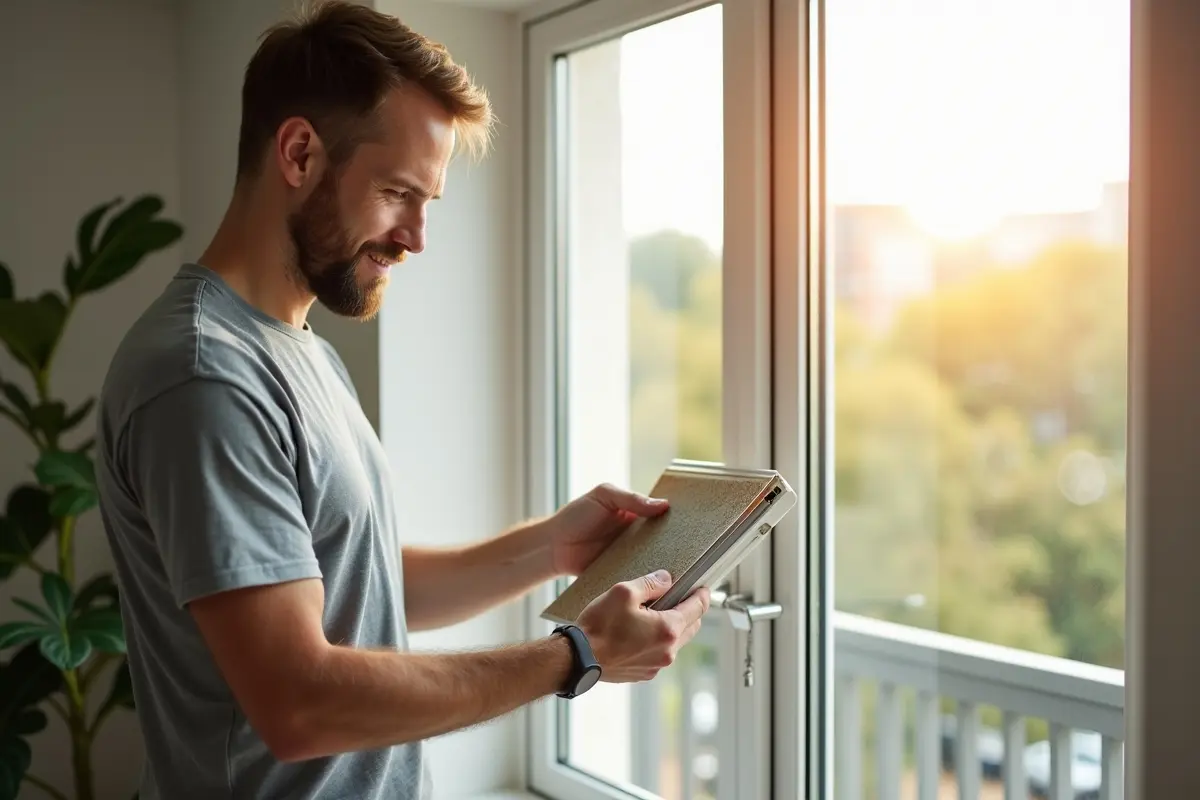 homeowner selecting new windows for energy-efficient replacement installation